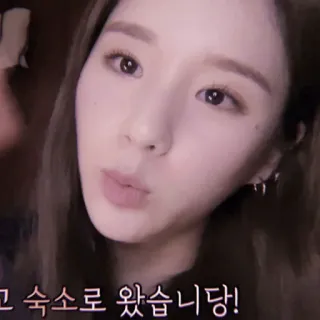 🍉 667ef6c6 고 숙소로 왔습니당! vrouw, portret, selfie, Koreaans, k-pop, entertainment telegram sticker