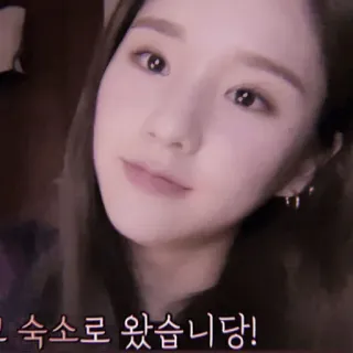 🍉 ab08a39b 숙소로 왔습니당! kpop, idol, glimlach, vrouw, selfie telegram sticker