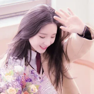 🍉 ff30022f vrouw, bloemen, golf, portret, meisje, schooluniform, mooi telegram sticker