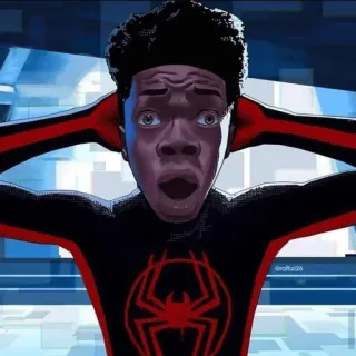 😳 53d5dc0b Miles Morales Spider-Man: Into the Spider-Verse spider-man, miles morales, superhéroe, marvel, cómic, impactado, asustado telegram sticker