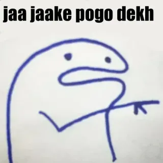 👉 8c1a85a6 jaa jaake pogo dekh kreskówka, mem, tekst, hindi telegram sticker