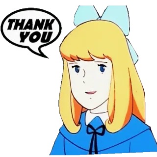 😀 04275d39 THANK YOU การ์ตูน, ขอบคุณ, ทักทาย, ข้อความ, สาวผมบลอนด์ whatsapp sticker