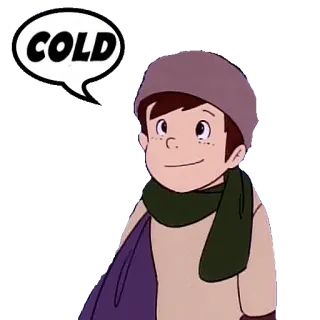 🥶 15b54609 COLD หนาว, ฤดูหนาว, การ์ตูน, เด็กผู้ชาย, ผ้าพันคอ whatsapp sticker