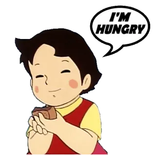 🍏 503c4f84 Heidi I'M HUNGRY ไฮดี้, หิว, การ์ตูน, อนิเมะ, อาหาร whatsapp sticker