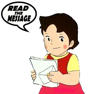 ✉️ 8f16f07e Heidi READ THE MESSAGE ไฮดี้, อนิเมะ, การ์ตูน, ข้อความ, จดหมาย whatsapp sticker