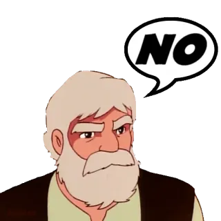👎 b7005a35 NO ไม่, การปฏิเสธ, การ์ตูน, คุณปู่ whatsapp sticker