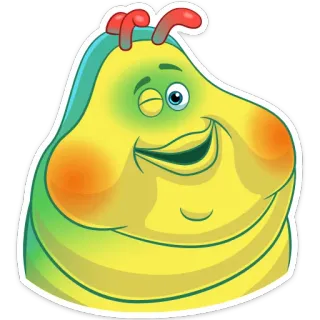 😉 f276ce3d 애벌레, 만화, 행복한, 귀여운, 벌레, 곤충, 초록색, 웃는 telegram sticker