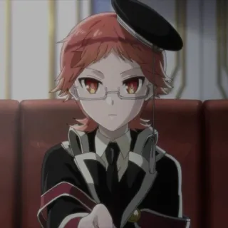 📑 01c21837 anime, character, red hair, glasses, monocle whatsapp sticker