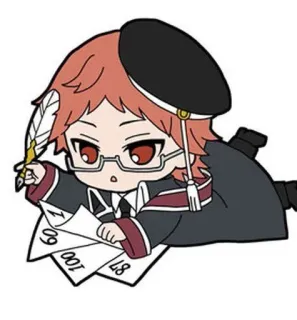 📑 8580a6dc anime, character, drawing, cartoon, art, glasses, writing whatsapp sticker