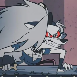 💢 06574c5f Loona Helluva Boss Loona, Helluva Boss, cartoon, animated, wolf, angry whatsapp sticker