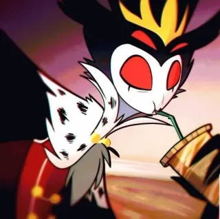 🥤 13e5ea0a Stolas Helluva Boss animation, cartoon, drink, demon, owl, Stolas, Helluva Boss whatsapp sticker