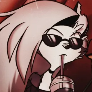 😎 1447219c Loona Helluva Boss helluva boss, loona, cartoon, anime, character, wolf, drinking whatsapp sticker