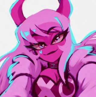 💞 94678ba5 demon, horns, pink, anime, cartoon, character whatsapp sticker