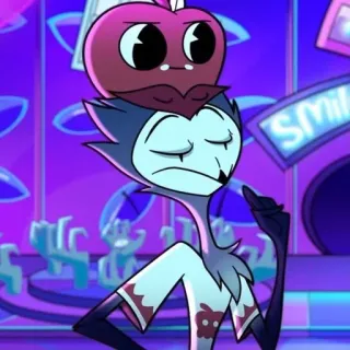 😌 b97a6969 Stolas Helluva Boss Helluva Boss, Stolas, cartoon, animated, owl, demon whatsapp sticker