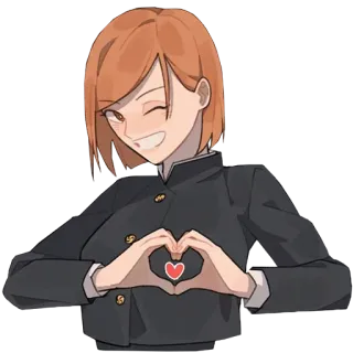 ❤️ c6bbd1f2 Anime, Kreskówka, Słodkie, Serce, Postać, Mundur szkolny whatsapp sticker