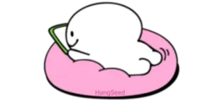 😋 43e9ad9a HangSeed การ์ตูน, ตัวละคร, อ่าน, โทรศัพท์, ขี้เกียจ telegram sticker