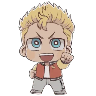 👊 22f01ce6 @Hawks Anime, Cartoon, Blond haar, Personage, Schattig, Chibi telegram sticker