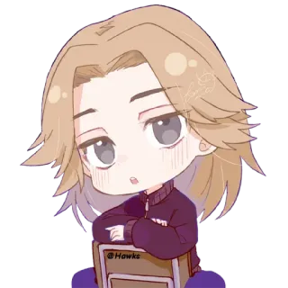😒 34044bff @Hawks Anime, Chibi, Cartoon, Personage, Schattig telegram sticker