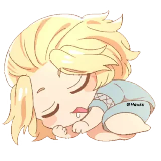 😴 4654faab @Hawks chibi, slapend, schattig, cartoon, anime, manga, blond haar telegram sticker