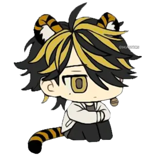 😐 65a581f5 Chibi, Anime, Manga, Tijger, Oren, Staart, Schattig, Cartoon telegram sticker