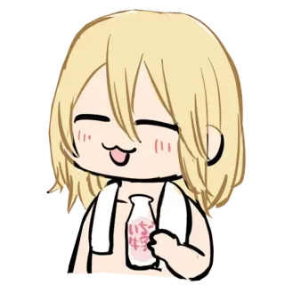 ☺️ 9cd0df72 いちご牛乳 melk, kawaii, schattig, anime, chibi, aardbeienmelk, japans telegram sticker