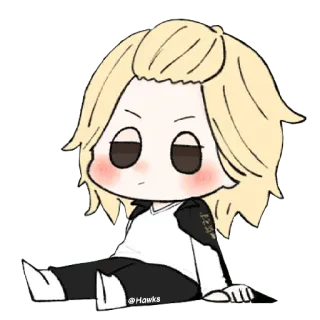 😐 aef7abbe @Hawks Anime, Manga, Cartoon, Chibi, Schattig, Blond Haar telegram sticker