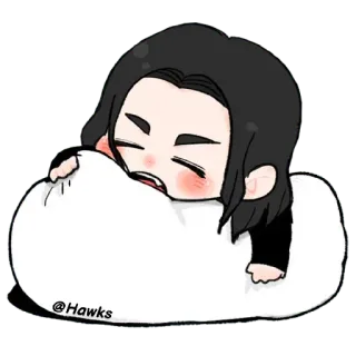😴 d7fa9733 @Hawks sticker, chibi, schattig, slaap, cartoon telegram sticker