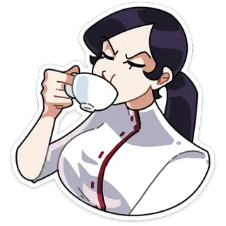 ⭐ 7057c452 Frau, Tee, Getränk, Tasse, Cartoon, Kunst telegram sticker
