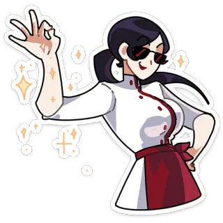 👌 956ac10e 여자, 만화, 캐릭터, 요리사, 안경, 요리, 앞치마 telegram sticker