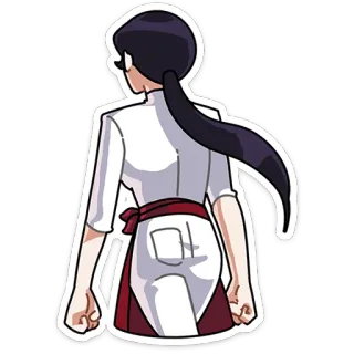 😶 ac029c3c 여자, 등, 앞치마, 포니테일, 흰 유니폼 telegram sticker