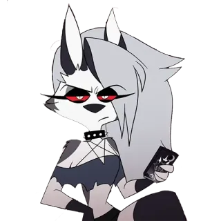 🔪 9116e545 Loona Helluva Boss piekielny ogar, Loona, Helluva Boss, kreskówka, animacja, zły telegram sticker