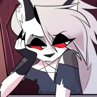 😟 ea6a8f78 Loona Helluva Boss piekielny ogar, Loona, Helluva Boss, kreskówka, anime, środkowy palec, obraźliwe telegram sticker