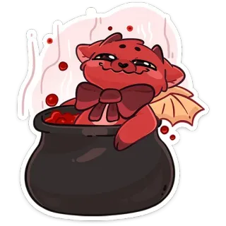 😌 0e98cf7e sticker, gatto, diavolo, calderone, fantasy, cartone animato telegram sticker