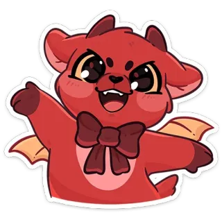😈 3759ba62 cartone animato, demone, kawaii, carino, adesivo, personaggio, rosso, illustrazione telegram sticker
