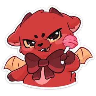 🍭 41396fa3 carino, animale, kawaii, diavolo, lecca lecca, cartone animato, adesivo telegram sticker