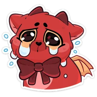 😭 7bd1b0c5 triste, piangere, cartone animato, animale, gatto, drago, fiocco telegram sticker