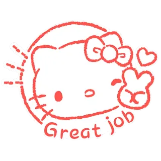 ✌️ 9e1c6e55 Great job hello kitty, super boulot, sticker, dessin animé, mignon, kawaii, positif telegram sticker