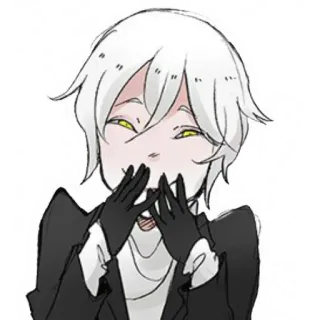 😊 4618202e อนิเมะ, มังงะ, การ์ตูน, ตัวละคร, ยิ้ม, ผมขาว, ถุงมือ telegram sticker