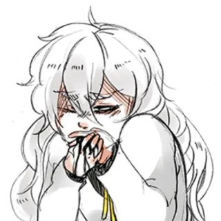 🤍 2350e542 アニメ 女の子, 悲しい, 白髪, スケッチ, イラスト, 泣く telegram sticker