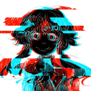 💜 8e890923 アニメ, マンガ, 不気味, グリッチ, キャラクター, イラスト, アート telegram sticker