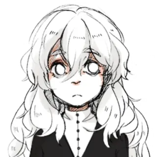 🤍 a9690256 漫画, イラスト, 女性, ポートレート, 白髪, スケッチ telegram sticker