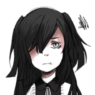 🖤 ed18d1cc アニメ, 悲しい, 女の子, 黒髪, 感情 telegram sticker