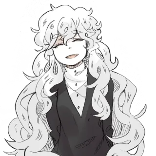 😄 d9c78522 애니메이션, 만화, 캐릭터, 흰머리, 미소 telegram sticker