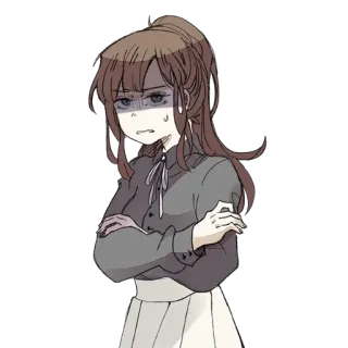 😑 fed1f82b 화난, 좌절한, 애니메이션, 만화, 소녀, 걱정하는 telegram sticker