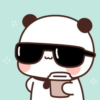🤍 7ebe429c 팬더, 멋진, 선글라스, 음료, 귀여운, 만화 telegram sticker
