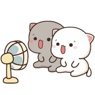 😃 e28cd922 귀여운, 고양이, 카와이, 팬, 여름, 사랑스러운 telegram sticker