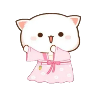 🧚‍♀ f01d2a60 고양이, 귀여운, 카와이, 만화, 스티커, 분홍색, 기모노 telegram sticker