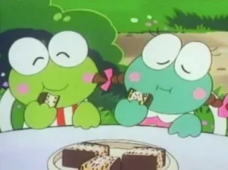 🌷 5935aae2 Keroppi katak, makan, kartun, imut telegram sticker