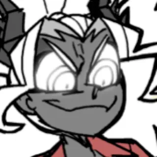 🔥 fe709f2d Justice Helltaker 애니메이션, 만화, 게임, 헬테이커, 악마 소녀, Justice, 흑백, 캐릭터 telegram sticker