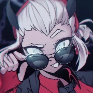 ✨ fe826dda Lucifer Helltaker 애니메이션, 캐릭터, 악마, 여자, 헬테이커, 루시퍼, 선글라스 telegram sticker